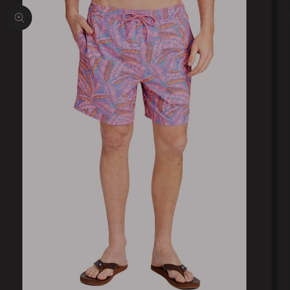 Vineyard Vines Printed Chappy Island Palms Swim Trunks Pink Orange Mens Size XL - Picture 2 of 15